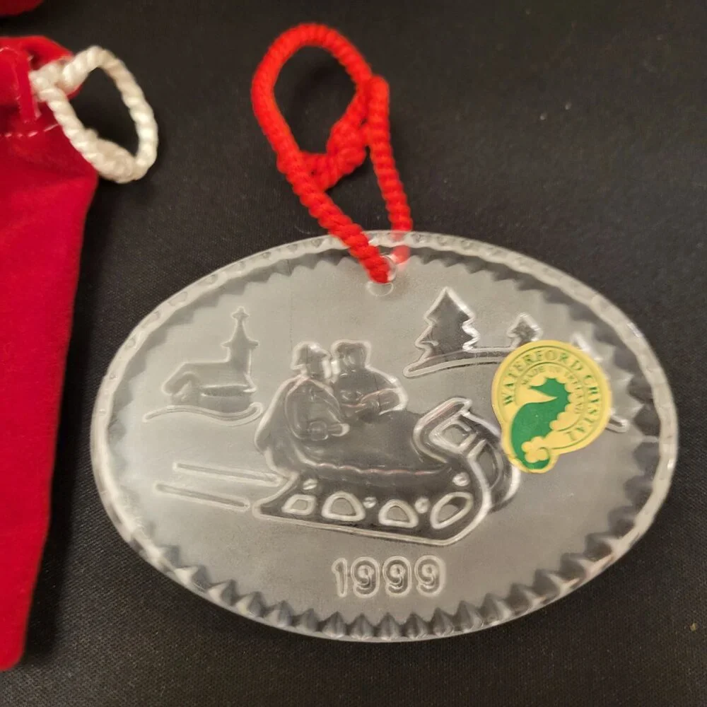 Waterford Crystal Christmas Ornament 1999 Joys Of Winter Sleigh Ride